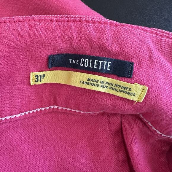 Anthropologie Maeve Colette Pants Petite 31 Pink Linen Blend Crop Wide-Leg - Picture 9 of 13
